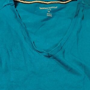 Woman Within Turquoise V-Neck Tee